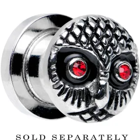 0 Gauge Red Gem Eyes Stainless Steel Thoughtful Owl Screw Fit Plug 0 Gauge Red Gem Eyes Stainless Steel Thoughtful Owl Screw Fit Plug