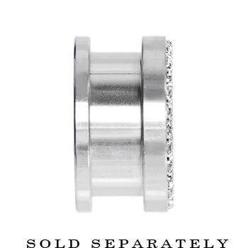 00 Gauge Stainless Steel Clear Gem Screw Fit Tunnel