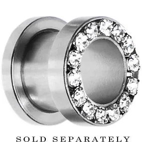 00 Gauge Stainless Steel Clear Gem Screw Fit Tunnel 00 Gauge Stainless Steel Clear Gem Screw Fit Tunnel