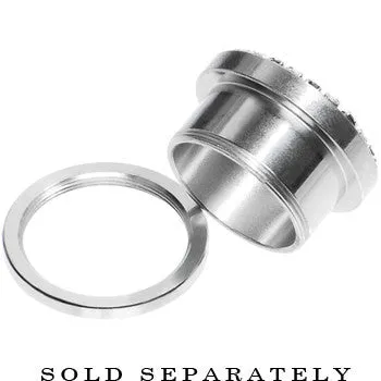 00 Gauge Stainless Steel Clear Gem Screw Fit Tunnel