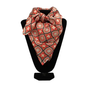 0909604 M&F Silk Print Wild Rag-Geometric Print with Red 0909604 M&F Silk Print Wild Rag-Geometric Print with Red
