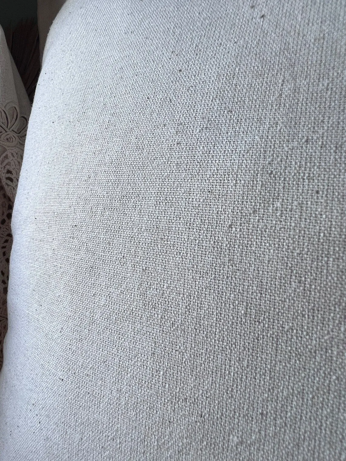 100% Cotton Boho Cushion Cover Linen Look 50x50 cm Plain Cream Beige, Bohemian House Decoration, Pure Cotton Cushions Zipped