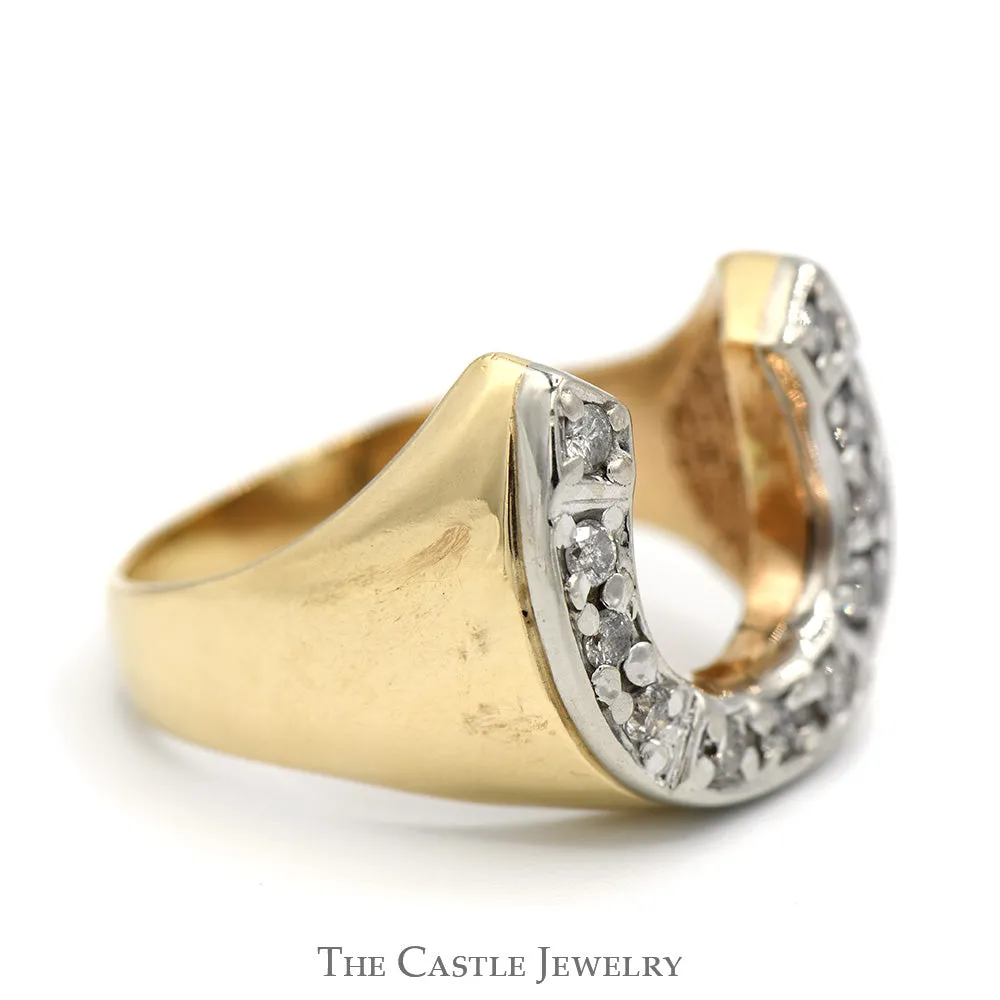1/2cttw Round Diamond Horseshoe Ring in 10k Yellow Gold Tapered Mounting