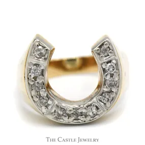 1/2cttw Round Diamond Horseshoe Ring in 10k Yellow Gold Tapered Mounting 1/2cttw Round Diamond Horseshoe Ring in 10k Yellow Gold Tapered Mounting