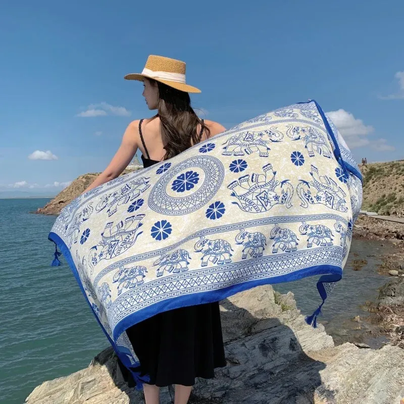 17 Styles 90x180cm Travel Beach Sunscreen Scarve Bikini Large Shawl Sarong Wrap Scarf Women Brazilian Swimsuit Bathing Cover-ups