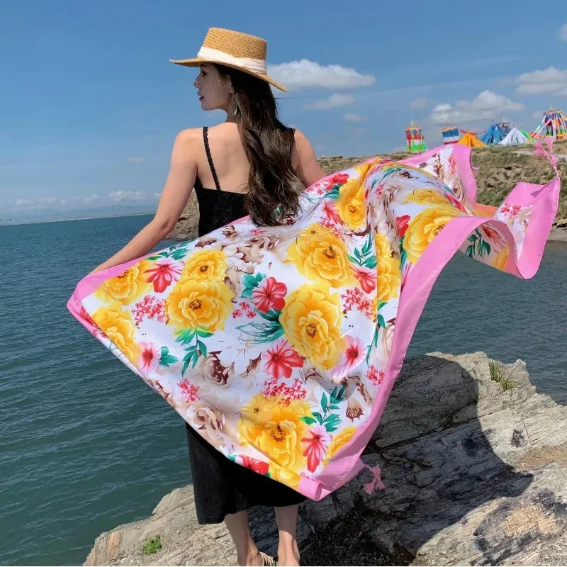 17 Styles 90x180cm Travel Beach Sunscreen Scarve Bikini Large Shawl Sarong Wrap Scarf Women Brazilian Swimsuit Bathing Cover-ups