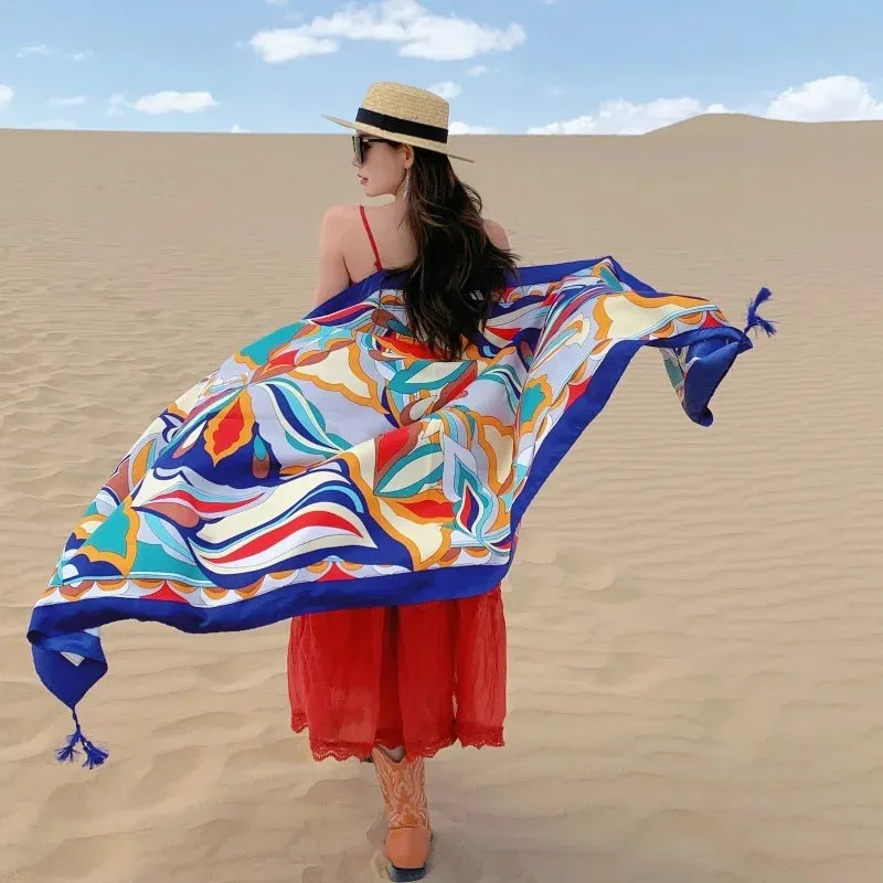 17 Styles 90x180cm Travel Beach Sunscreen Scarve Bikini Large Shawl Sarong Wrap Scarf Women Brazilian Swimsuit Bathing Cover-ups