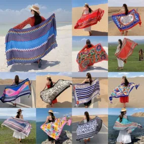 17 Styles 90x180cm Travel Beach Sunscreen Scarve Bikini Large Shawl Sarong Wrap Scarf Women Brazilian Swimsuit Bathing Cover-ups 17 Styles 90x180cm Travel Beach Sunscreen Scarve Bikini Large Shawl Sarong Wrap Scarf Women Brazilian Swimsuit Bathing Cover-ups