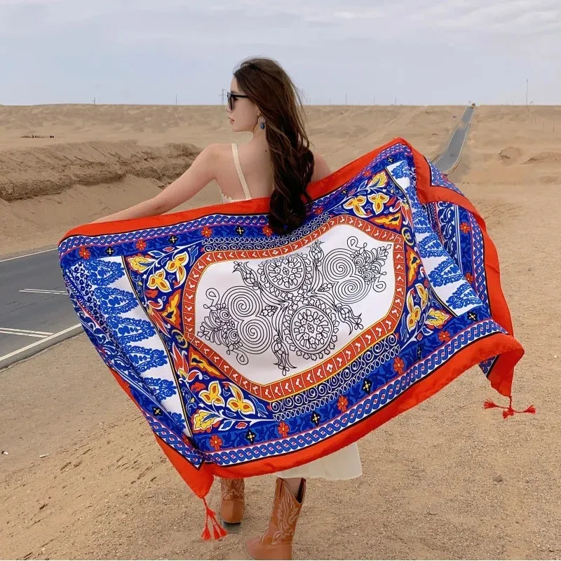 17 Styles 90x180cm Travel Beach Sunscreen Scarve Bikini Large Shawl Sarong Wrap Scarf Women Brazilian Swimsuit Bathing Cover-ups