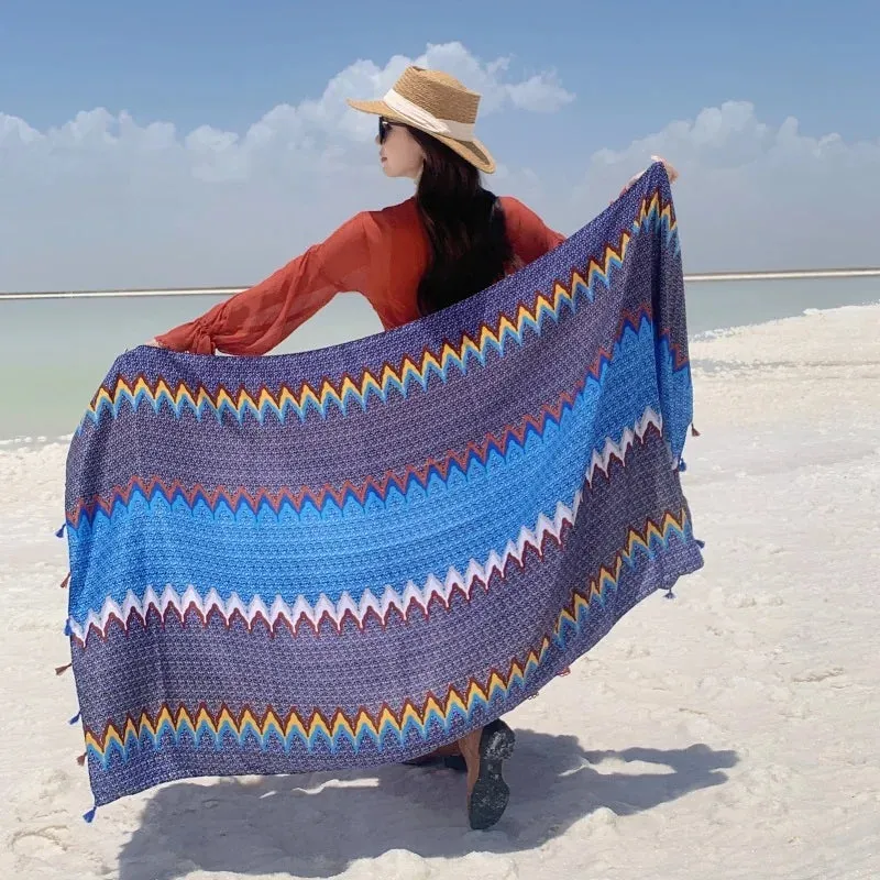 17 Styles 90x180cm Travel Beach Sunscreen Scarve Bikini Large Shawl Sarong Wrap Scarf Women Brazilian Swimsuit Bathing Cover-ups