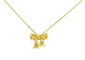 1990's Tiffany & Co. Vintage 18 Karat Gold Bow Pendant Necklace 1990's Tiffany & Co. Vintage 18 Karat Gold Bow Pendant Necklace