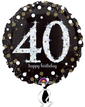40th Sparkling Holographic Standard Foil Balloon 40th Sparkling Holographic Standard Foil Balloon