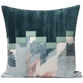 Abstract Teal and Beige Throw Cushion Abstract Teal and Beige Throw Cushion