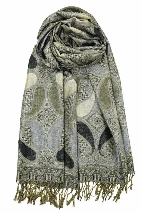 Achillea Paisley Pattern Sparkling Metallic Pashmina Shawl Wrap Scarf Achillea Paisley Pattern Sparkling Metallic Pashmina Shawl Wrap Scarf