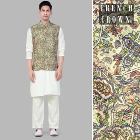Albescent Cream Kurta Set With Eggshell Cream And Faded Purple MultiColour Embroidered Nehru Jacket Albescent Cream Kurta Set With Eggshell Cream And Faded Purple MultiColour Embroidered Nehru Jacket