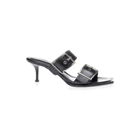 Alexander McQueen Elevate Your Steps in Timeless Black Leather Sandals Alexander McQueen Elevate Your Steps in Timeless Black Leather Sandals