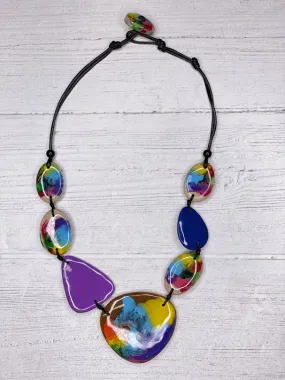 Alisha D resin beaded fluid acrylic painted statement necklace Alisha D resin beaded fluid acrylic painted statement necklace