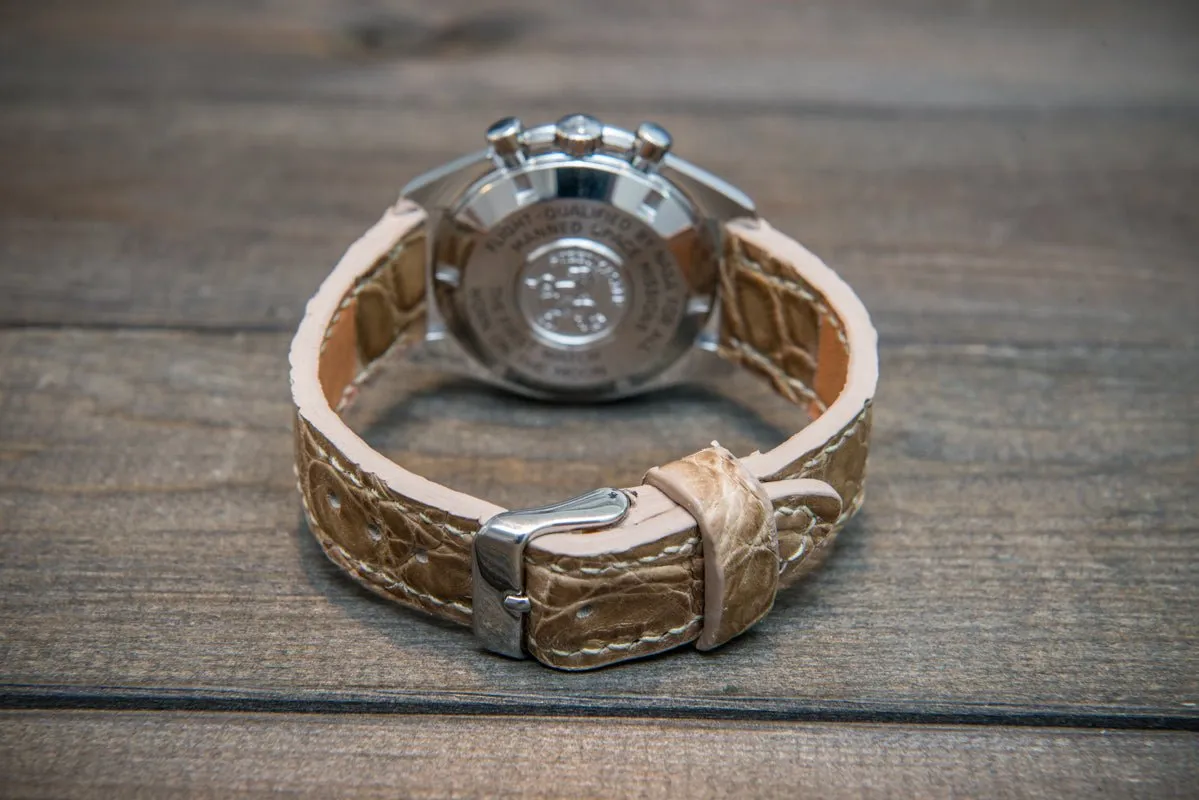 Alligator watch strap (beige), handmade in Finland
