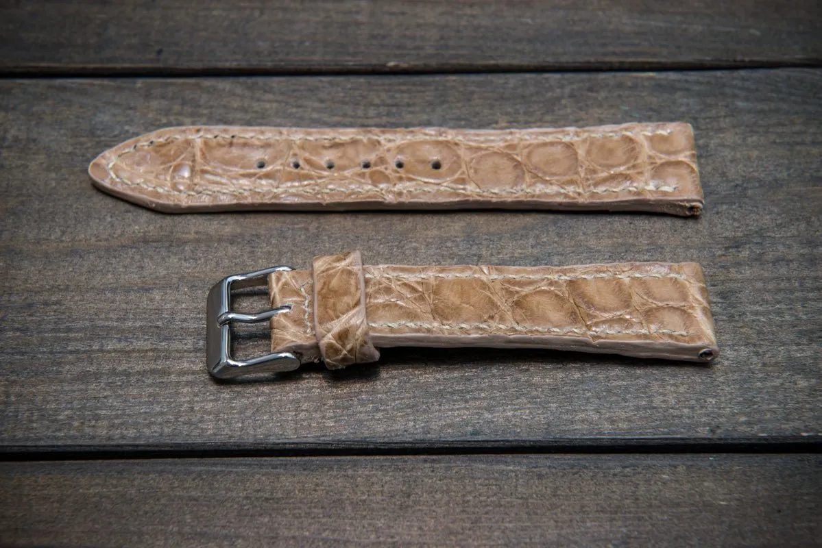 Alligator watch strap (beige), handmade in Finland