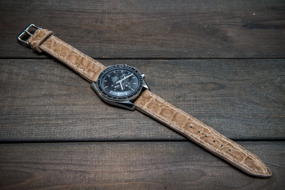 Alligator watch strap (beige), handmade in Finland