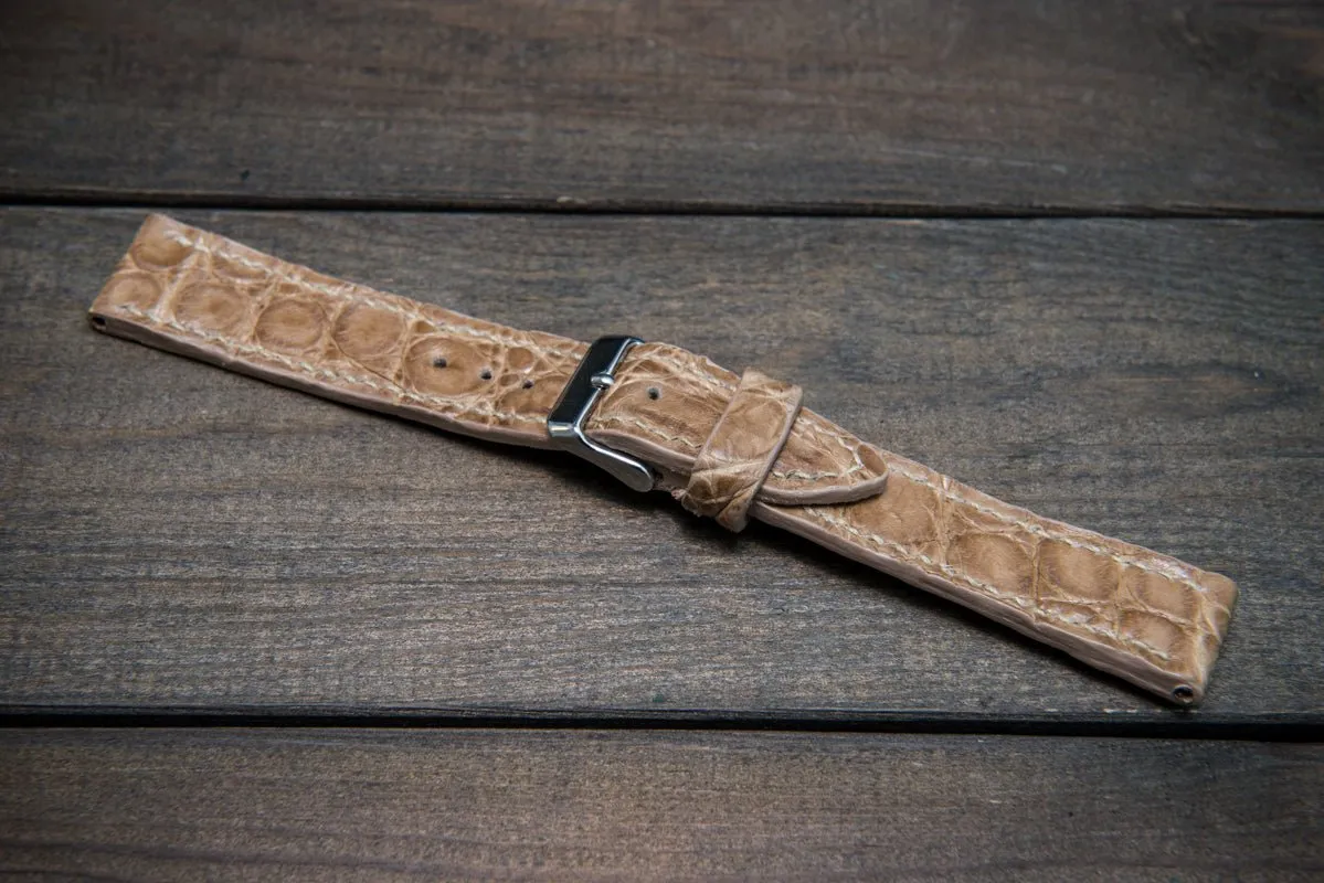 Alligator watch strap (beige), handmade in Finland