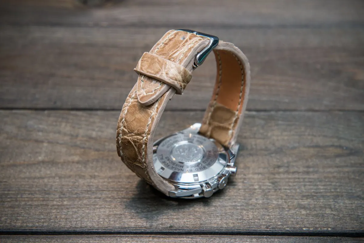 Alligator watch strap (beige), handmade in Finland