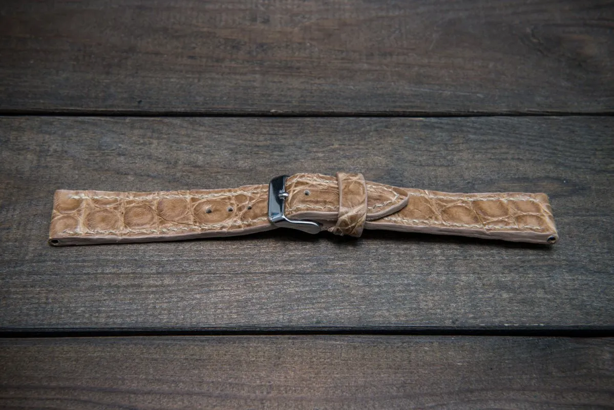 Alligator watch strap (beige), handmade in Finland
