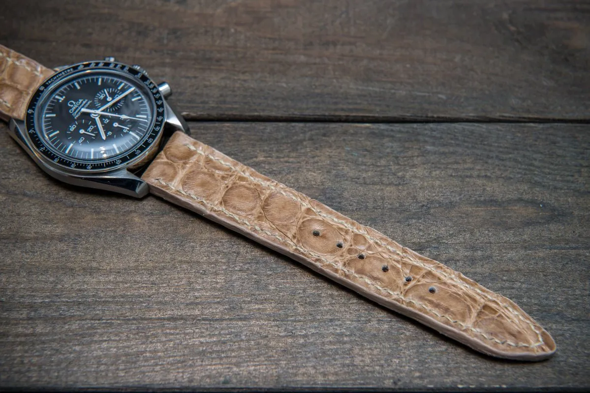 Alligator watch strap (beige), handmade in Finland
