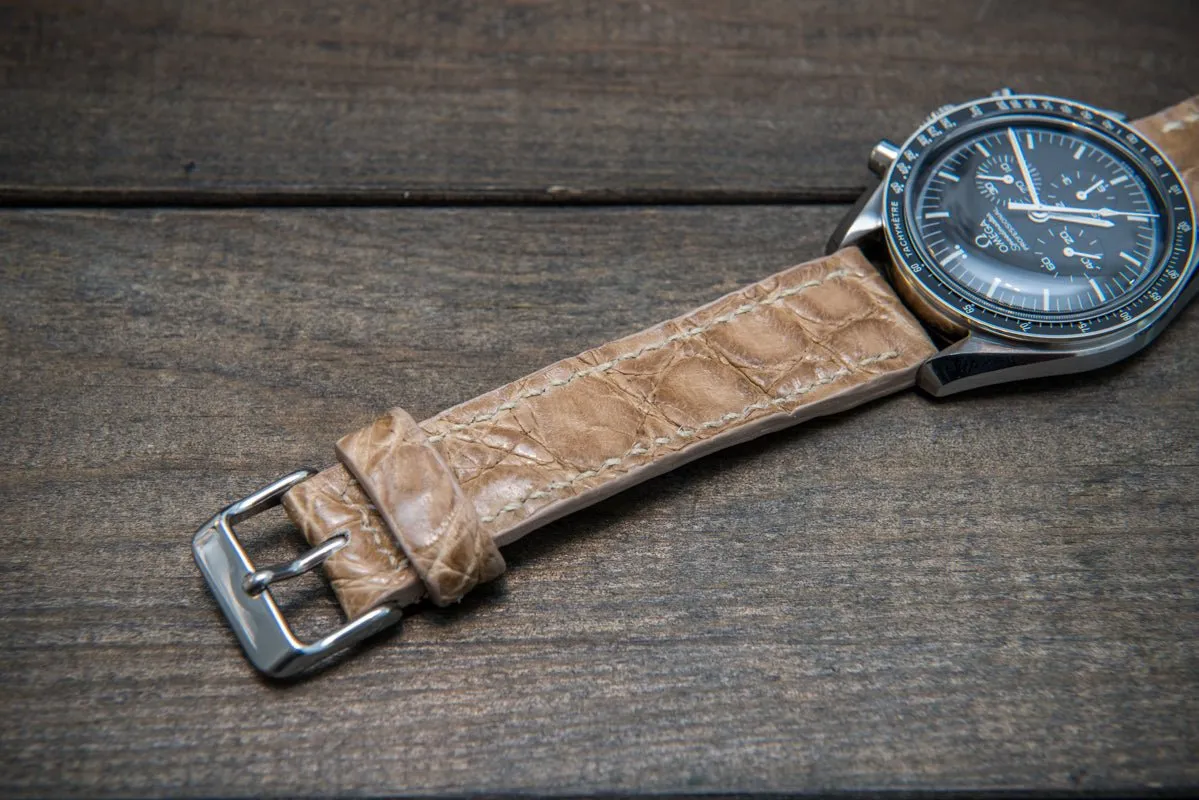Alligator watch strap (beige), handmade in Finland