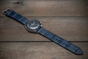 Alligator watch strap, Blue matte, French Croco, handmade in Finland Alligator watch strap, Blue matte, French Croco, handmade in Finland