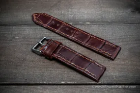 Alligator watch strap Brown-Cherry, handmade in Finland Alligator watch strap Brown-Cherry, handmade in Finland