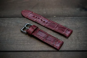Alligator watch strap, Burgundy, handmade in Finland Alligator watch strap, Burgundy, handmade in Finland
