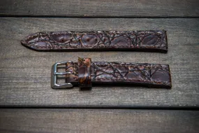 Alligator watch strap, dark brown, handmade in Finland Alligator watch strap, dark brown, handmade in Finland