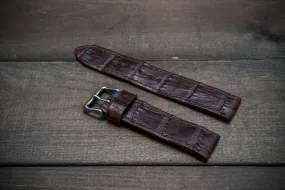 Alligator watch strap, Dark Brown matte, handmade in Finland Alligator watch strap, Dark Brown matte, handmade in Finland
