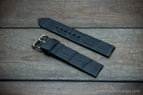 Alligator watch strap, French Croco,  Black matte color,  handmade in Finland, 10-26 mm. Alligator watch strap, French Croco,  Black matte color,  handmade in Finland, 10-26 mm.