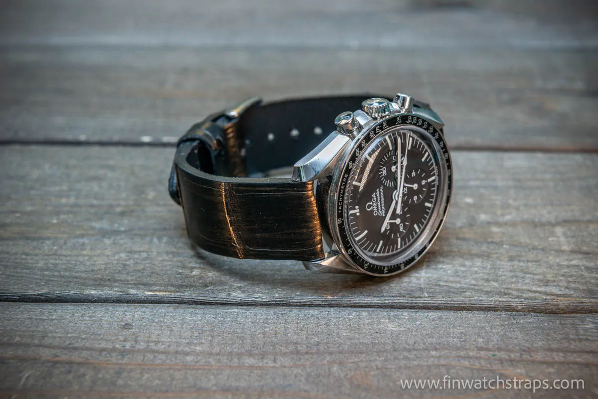 Alligator watch strap, French Croco, Bronze color, handmade in Finland, 10-26 mm. Limited edition.