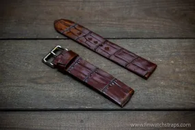 Alligator watch strap, French Croco, Brown color, handmade in Finland, 10-26 mm. Limited edition. Alligator watch strap, French Croco, Brown color, handmade in Finland, 10-26 mm. Limited edition.