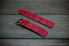 Alligator watch strap, French Croco,  Red color,  handmade in Finland, 10-26 mm. Alligator watch strap, French Croco,  Red color,  handmade in Finland, 10-26 mm.