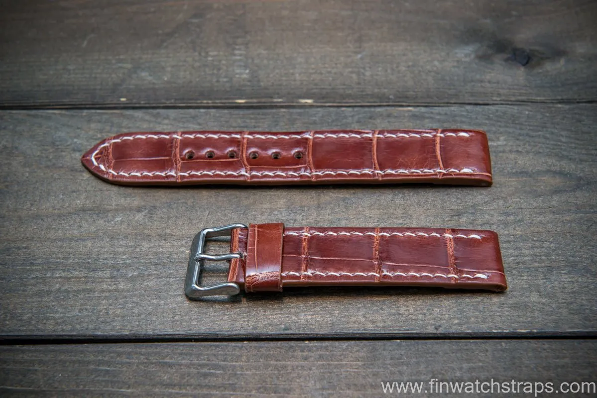 Alligator watch strap, Glazed Whiskey, handmade in Finland