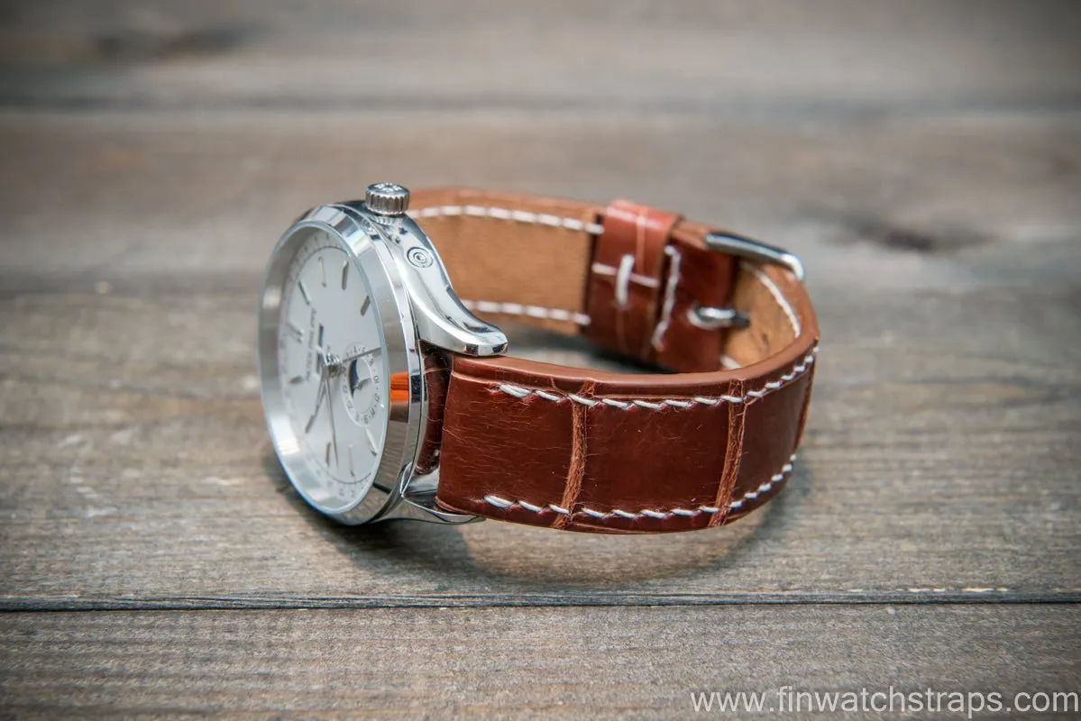 Alligator watch strap, Glazed Whiskey, handmade in Finland
