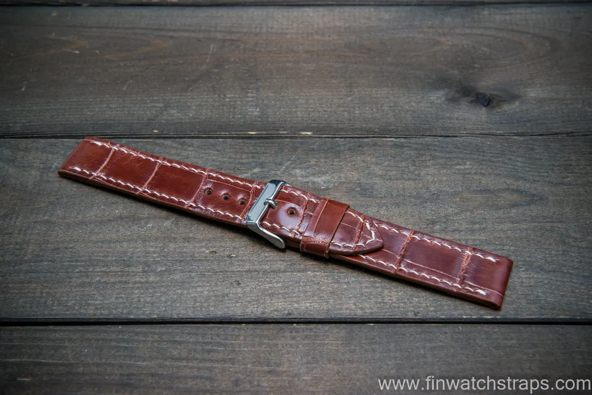 Alligator watch strap, Glazed Whiskey, handmade in Finland