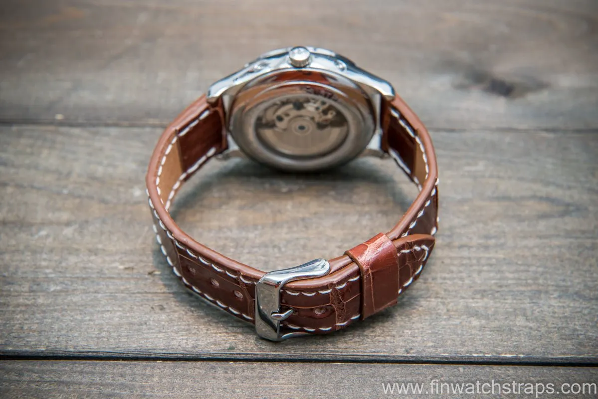 Alligator watch strap, Glazed Whiskey, handmade in Finland