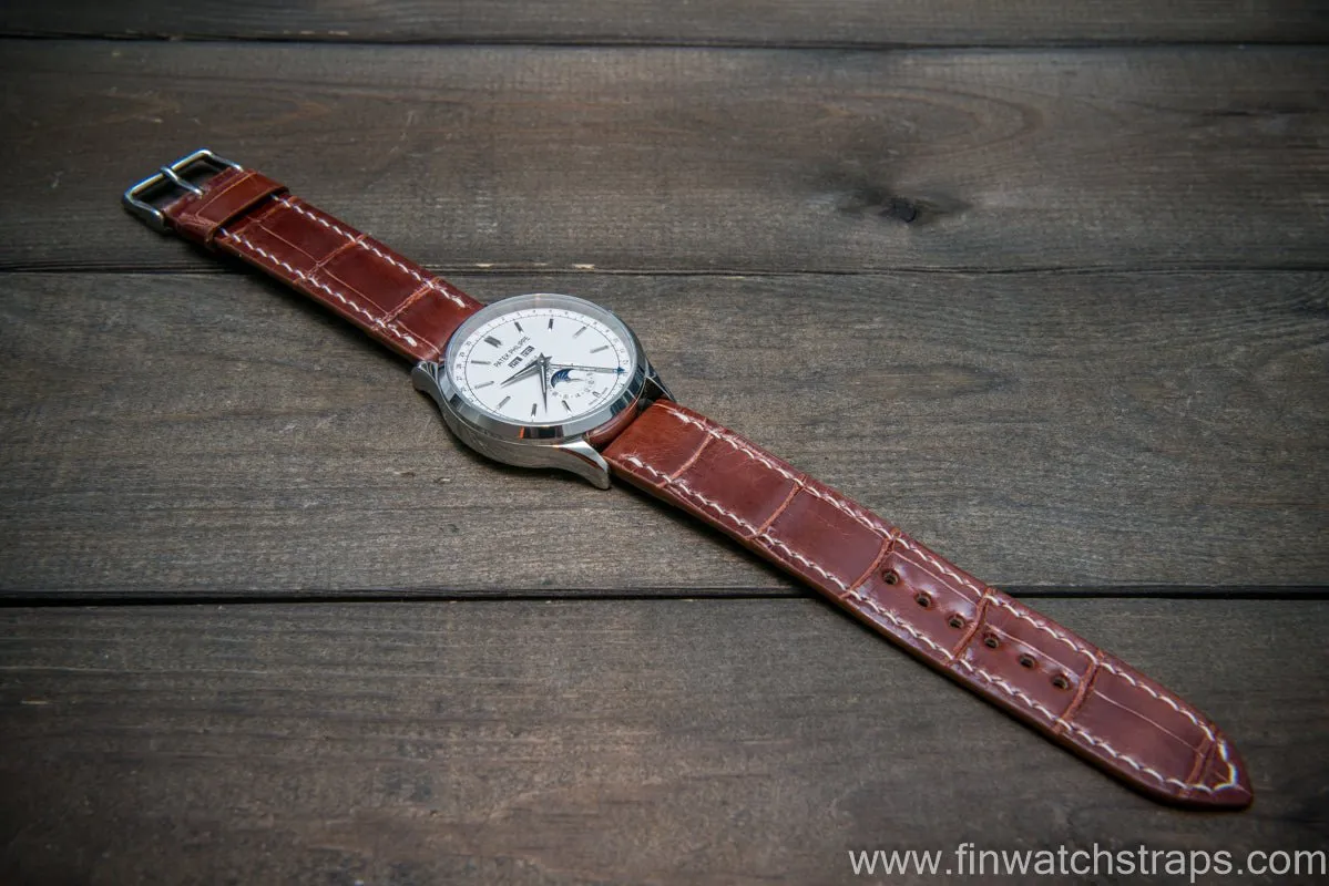 Alligator watch strap, Glazed Whiskey, handmade in Finland
