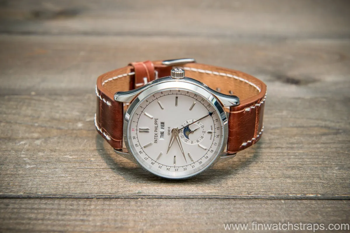 Alligator watch strap, Glazed Whiskey, handmade in Finland