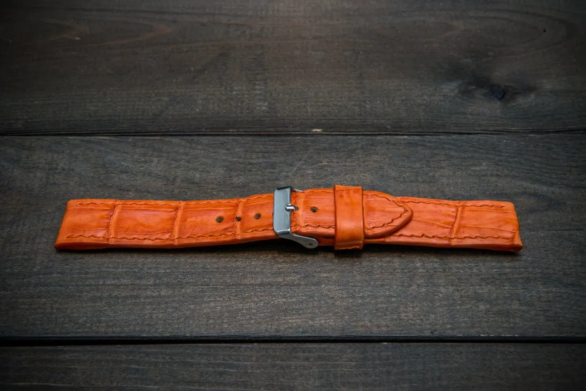 Alligator watch strap, Orange matte, handmade in Finland