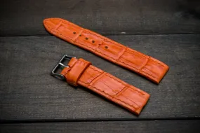 Alligator watch strap, Orange matte, handmade in Finland Alligator watch strap, Orange matte, handmade in Finland