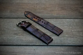 Alligator watch strap, Plum color,  handmade in Finland, 10-26 mm.