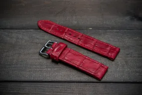 Alligator watch strap, Red matte, handmade in Finland