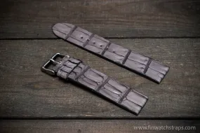 Alligator watch strap, Smoky grey, handmade in Finland, French Croco