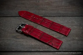 Alligator watch strap, Wine red, handmade in Finland, French Croco Alligator watch strap, Wine red, handmade in Finland, French Croco